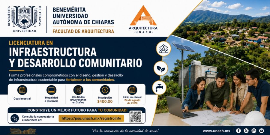 Convocatoria a la Licenciatura en Infraestrutura y Desarrollo Comunitario